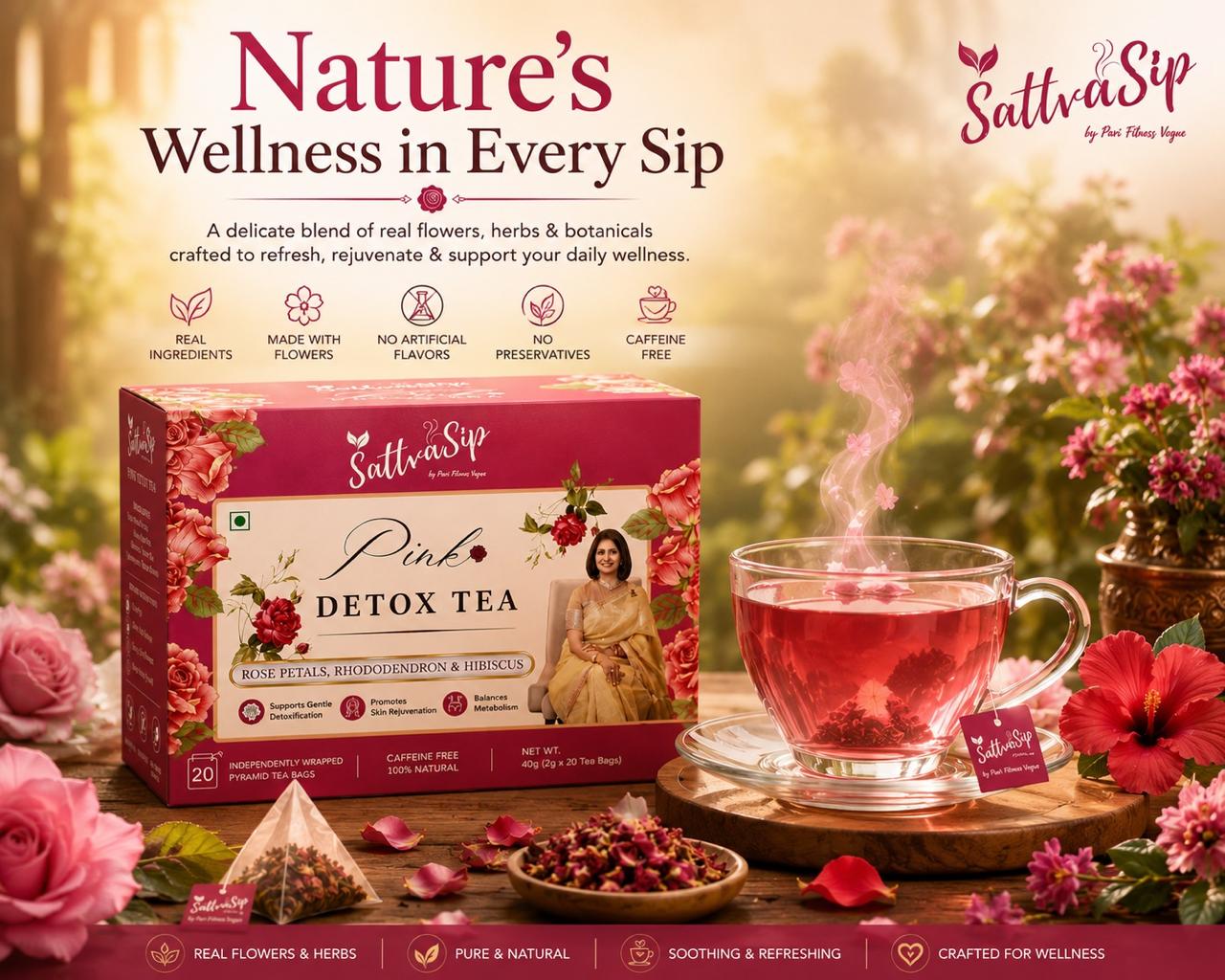 SattvaSip Pink Detox Tea